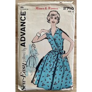 VTG Sew-Easy Pattern 2710 By Advance Misses' & Women's Wrap-Around Dress Size 12